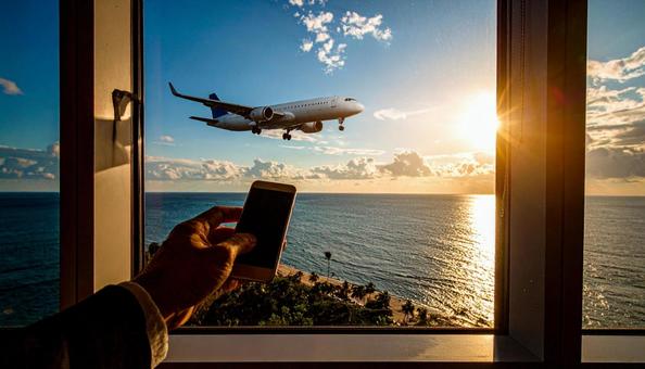 ビジネスマンの手の上のコミニケーションの写真