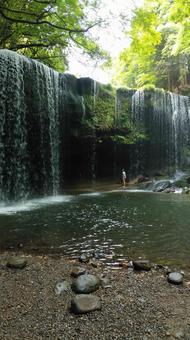 Nabegataki Falls, waterfall, waters, wood, JPG