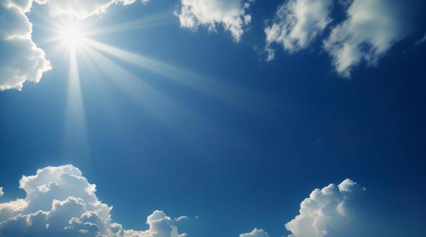 真夏の太陽と青空 真夏の太陽と青空の写真