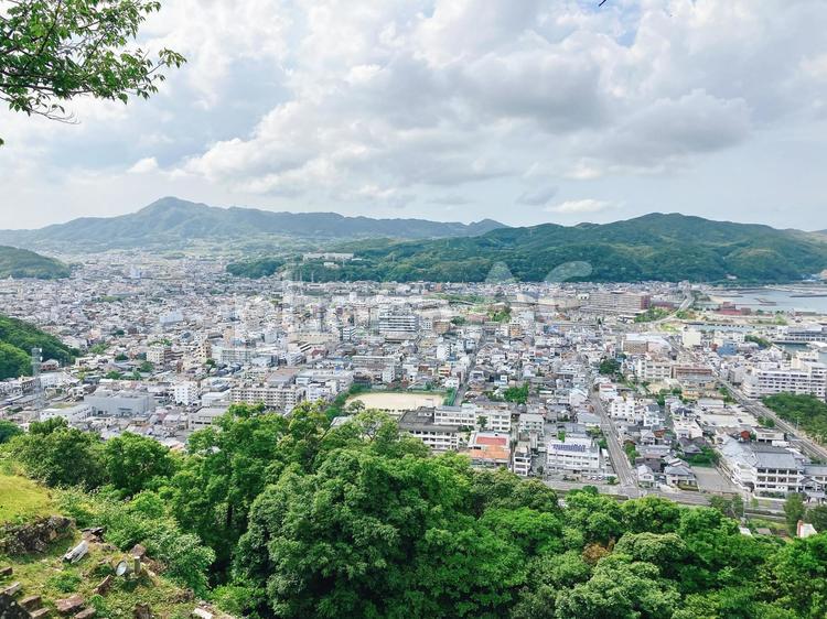 洲本城址から見た市内の風景 洲本城址,風景,淡路島の写真素材
