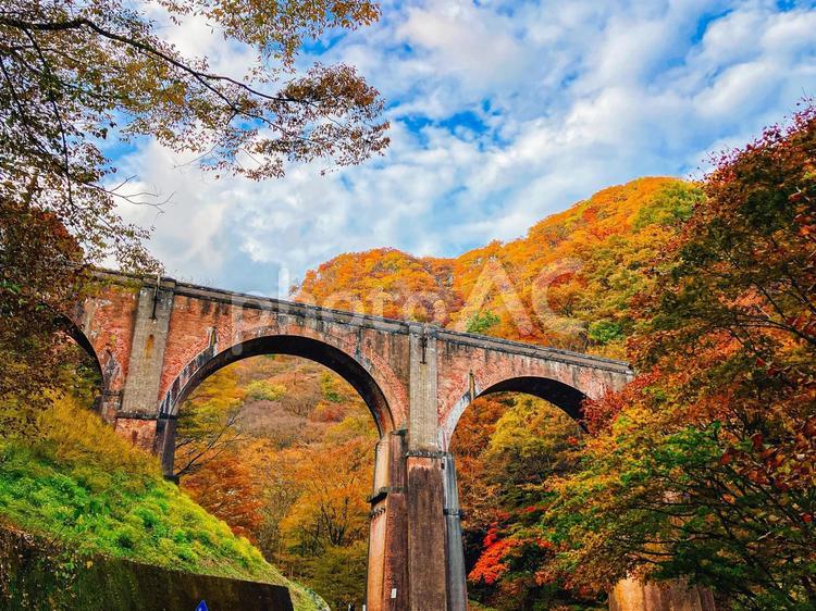 めがね橋（碓氷第三橋梁） 碓氷第三橋梁,めがね橋,レンガ橋の写真素材