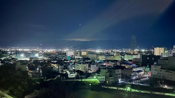 山梨夜景 山梨夜景 舞鶴城公園,夜景,景色の写真素材