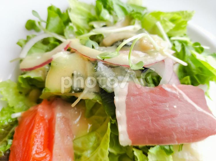 サーモンと生ハムの野菜サラダ 野菜サラダ,サラダ,サーモンの写真素材