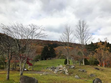 函館市・秋の中野ダム公園の眺め 紅葉,自然,風景の写真素材