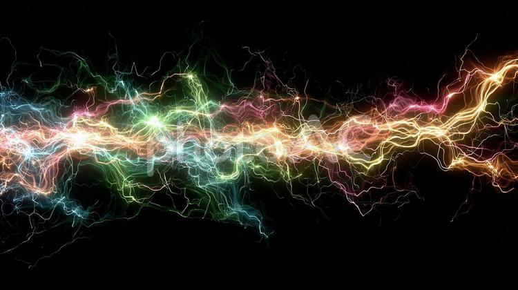 躍動する電気の抽象表現 電気,エネルギー,波の写真素材