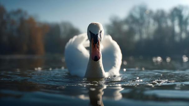 静かな湖の白鳥 静かな湖の白鳥の写真