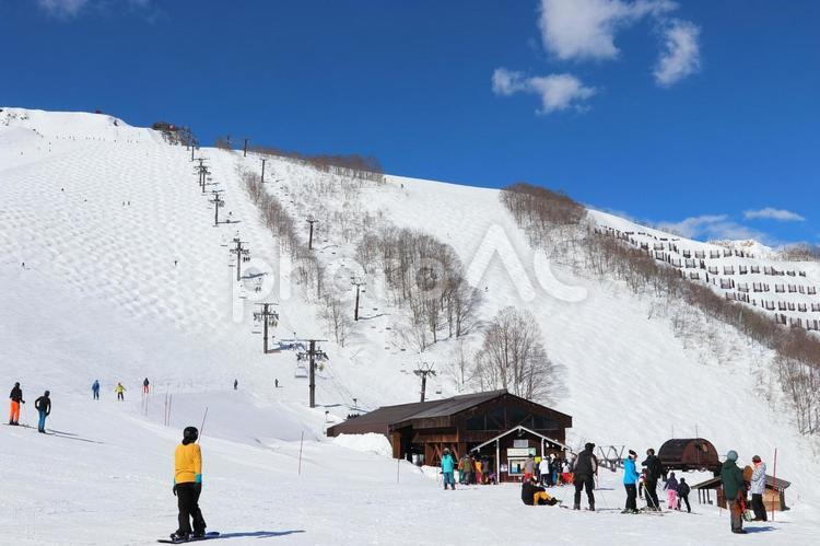 白馬八方尾根スキー場　黒菱ゲレンデ 八方尾根スキー場,白馬八方,ゴンドラの写真素材