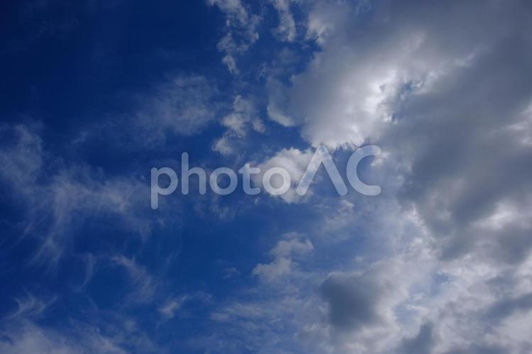 夕暮れ時の深みを持った空 青空,空,太陽の写真素材