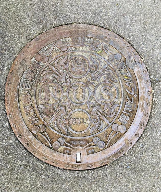 マンホール　南アルプス市（旧・白根町） マンホール,丸,山梨の写真素材