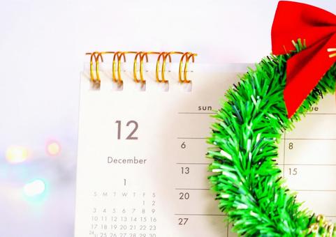 カレンダー＆リース（一部） クリスマス,リース,カレンダーの写真素材