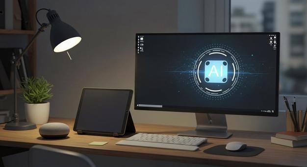 マルチスクリーン AIアシスタントデスク マルチスクリーン AIアシスタントデスクの写真