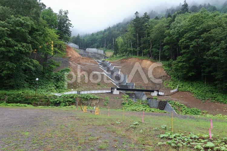 層雲峡　小学校の沢落差工_1 砂防ダム,治山ダム,落差工の写真素材