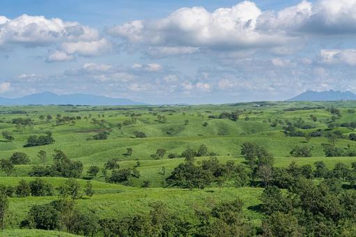 熊本-【押戸石の丘】 熊本,阿蘇市,阿蘇山の写真素材