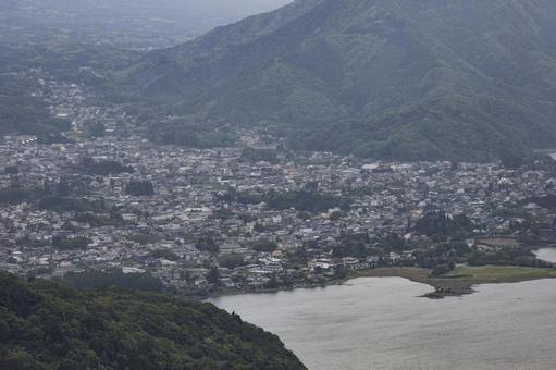 山梨県河口湖周辺の街並み 河口湖町,勝山,八木崎の写真素材