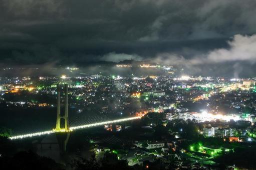秩父ミューズパークからの夜景 雲海,秩父ミューズパーク,秩父の写真素材