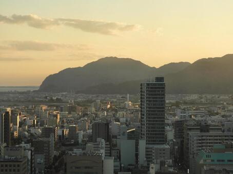 県庁から望む花沢山 静岡市,駿河湾,花沢山の写真素材