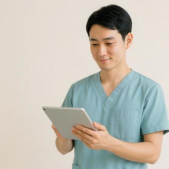 カルテを確認する若手看護師 カルテを確認する若手看護師の写真
