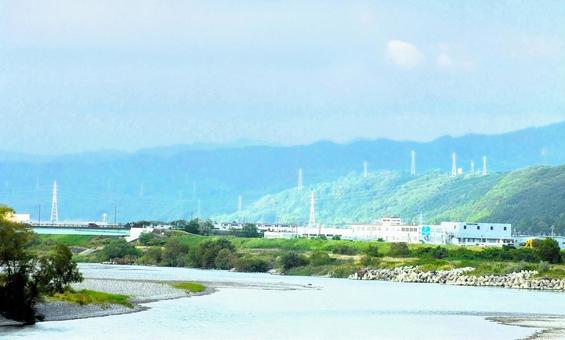 蛇行する天竜川の流れ 蛇行する天竜川の流れの写真