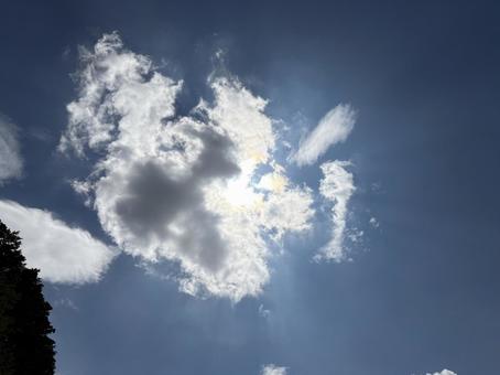 光に包まれる太陽と雲 光に包まれる太陽と雲 青空,雲,空模様の写真素材