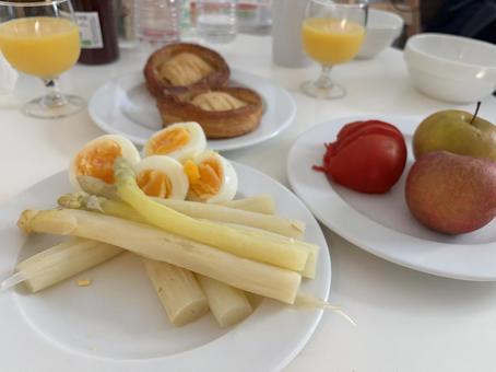 Photo, paris, breakfast, white asparagus, 