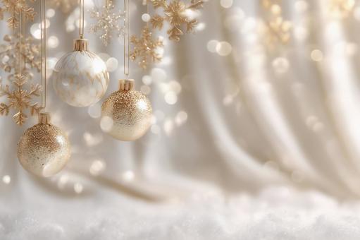 白とゴールドのオーナメントが輝く背景の写真