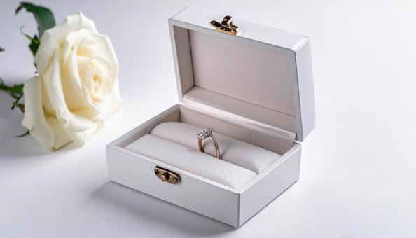 指輪とジュエリーボックスの写真