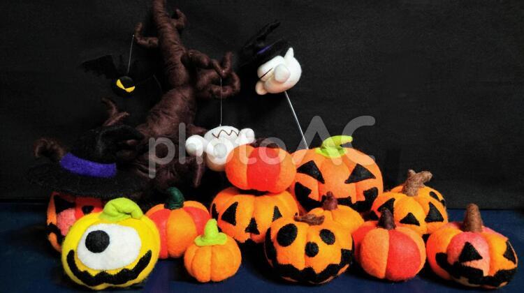 カボチャのお化（フェルト手作り） カボチャのお化,かぼちゃのお化け,ジャック・オ・ランタンの写真素材