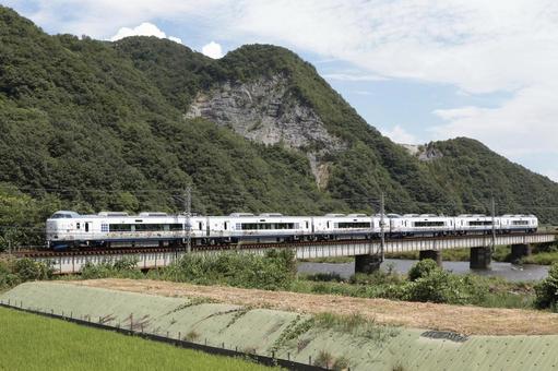 Limited Express Haruka train running on the Hakubi Line, JPG