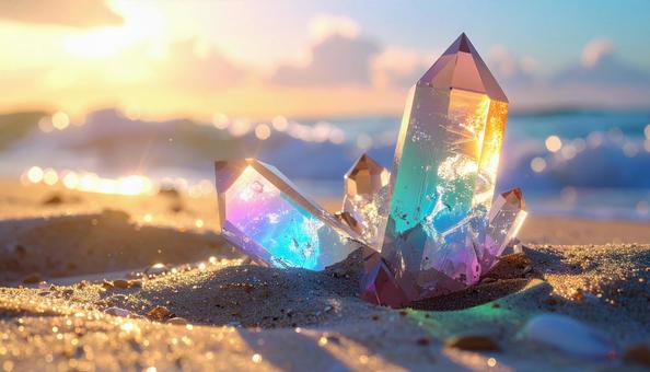 波打ち際の宝石の輝きの写真