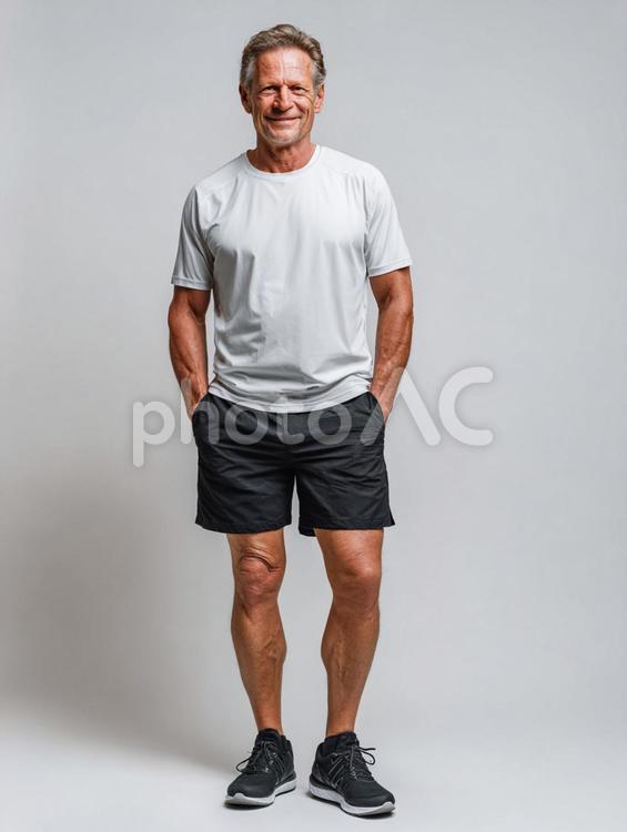 フィットネス服を着た男性の全身姿 男性,ファッション,フィットネスの写真素材