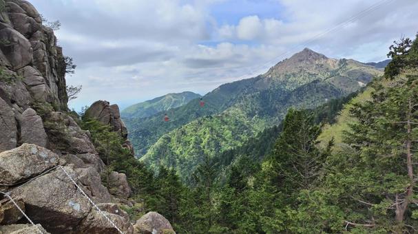 御在所岳のロープウェイ③ ロープウェイ,ゴンドラ,交通の写真素材