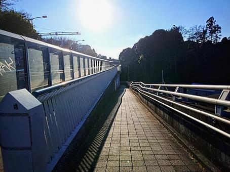 晴れた日の歩道 晴れた日の歩道の写真