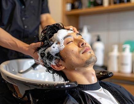 美容師がシャンプーをするシーン＃２の写真