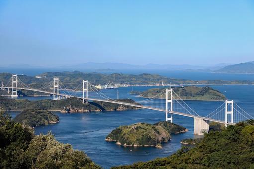 来島海峡大橋 3橋全景4 来島海峡大橋 3橋全景4 来島海峡,来島海峡大橋,しまなみ海道の写真素材