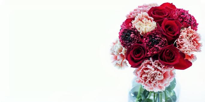 赤とピンクの3種花束イメージ素材 赤とピンクの3種花束イメージ素材 花,赤,バラの写真素材