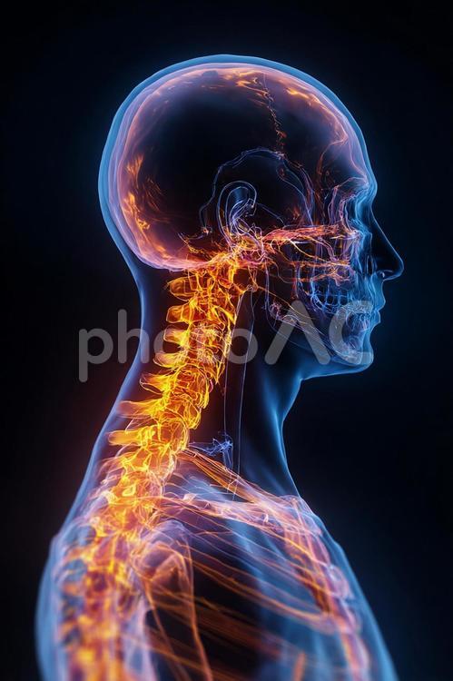 未来的な骨格の描写 脊椎,背骨,骨の写真素材