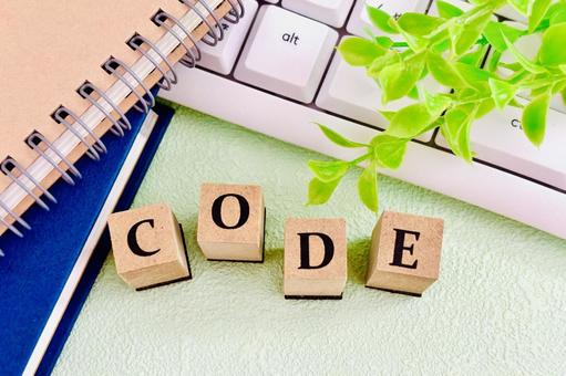 Image of a computer keyboard and code, code, programming, coding, JPG