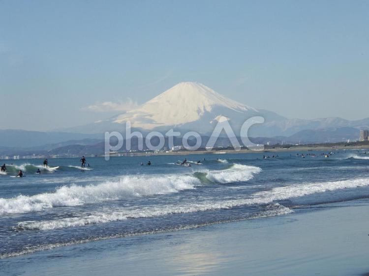 湘南からの富士 海,富士山,山の写真素材