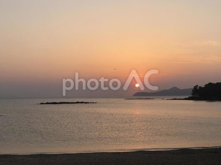 波戸岬の夕日 海,風景,夕暮れの写真素材