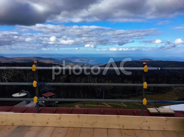 札幌国際スキー場から見た景色 小樽,海,日本海の写真素材
