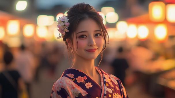 浴衣の女性、ヘアアレンジ 浴衣の女性、ヘアアレンジの写真