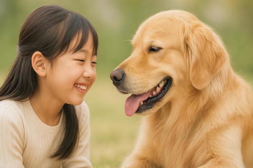 女の子と犬 女の子と犬の写真