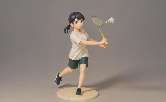 バドミントンをする女性のフィギュア バドミントンをする女性のフィギュアの写真