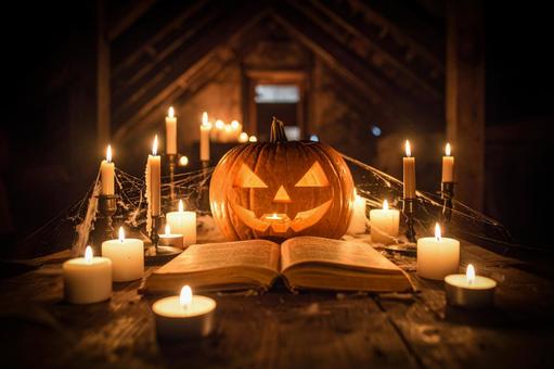 ハロウィンのかぼちゃと本02 ハロウィンのかぼちゃと本02の写真
