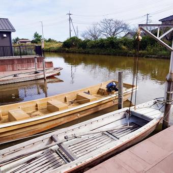 潮来のろ船 潮来,ろ船,船着場の写真素材