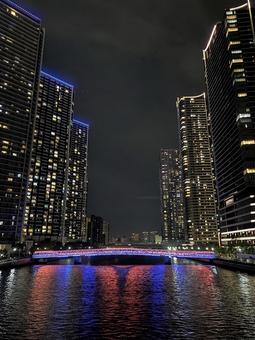 東京　勝どきの夜景 汐留,夜景,風景の写真素材