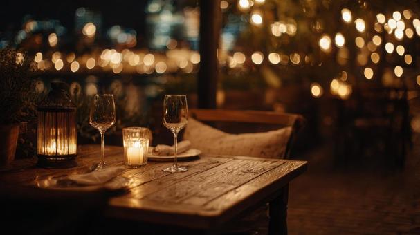 夜景が見えるディナー席_1 夜景が見えるディナー席_1の写真