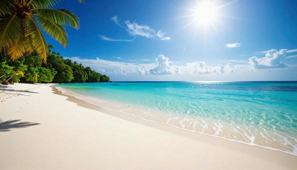 白い砂浜のビーチと青空 白い砂浜のビーチと青空の写真