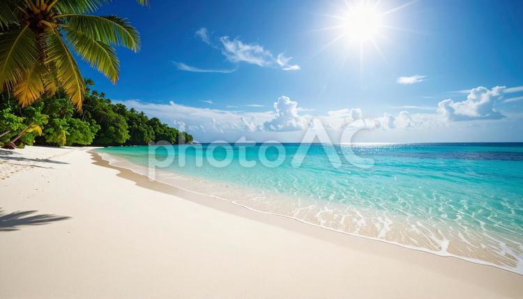 白い砂浜のビーチと青空 海,ビーチ,風景の写真素材