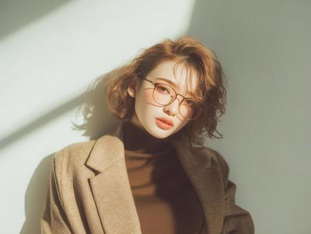 メガネモデル、美しい女性眼鏡スタイルの写真